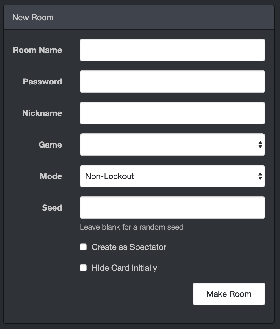 Screenshot explaining how to join a room at Bingosync